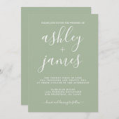 Simple Chic Calligraphy Laurel Green Wedding Einladung (Vorne/Hinten)