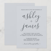 Simple Chic Calligraphy Pastel Blue Wedding Einladung (Vorne/Hinten)
