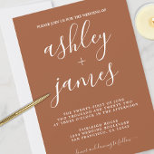 Simple Chic Calligraphy TerraCotta Wedding Einladung