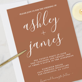 Simple Chic Calligraphy TerraCotta Wedding Einladung