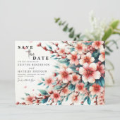 Simple Chic Cherry Blossom Wedding Save The Date (Stehend Vorderseite)