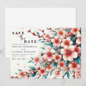 Simple Chic Cherry Blossom Wedding Save The Date (Vorne/Hinten)
