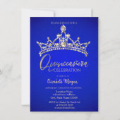 Simple Chic Crown Blue Quinceañera Einladung (Vorderseite)
