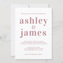 Simple Chic Dusty Rose Typografy Wedding