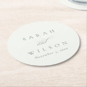 Simple Chic Elegant Script Black White Wedding Runder Pappuntersetzer (Angewinkelt)