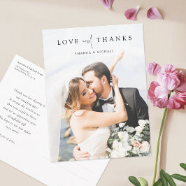 Simple Chic Foto Wedding Vielen Dank Postkarte