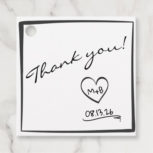 Simple Chic Hand Drawn Sketch Wedding Danke Geschenkanhänger (Vorderseite)