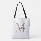 Simple Chic Iovry Gold Anahaw Leaf Script Monogram Tasche (Rückseite)