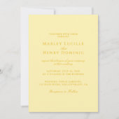 Simple Chic Modern Butter Yellow Wedding Einladung (Vorderseite)