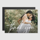 Simple Chic Modern Script Wedding Foto vielen Dank Magneteinladung (Vorne/Hinten)