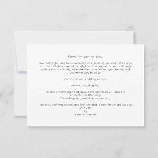 Simple Chic Modern Typography Script Photo Couple Save The Date (Rückseite)