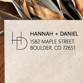 Simple Chic Monogram Wedding Rücksendeadresse Permastempel