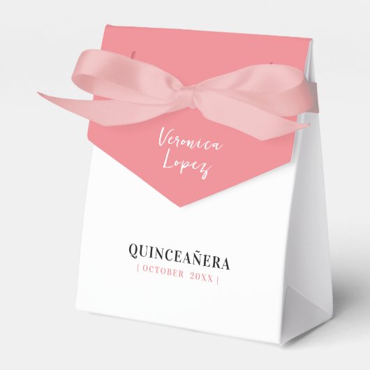 Simple Chic Pastel Peach Pink Mis Quinceañera Geschenkschachtel (Vorderseite)