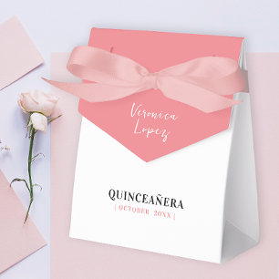 Simple Chic Pastel Peach Pink Mis Quinceañera Geschenkschachtel