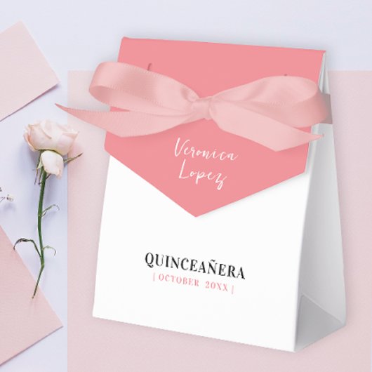 Simple Chic Pastel Peach Pink Mis Quinceañera Geschenkschachtel