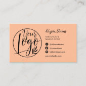 Simple chic peach hair makeup photo logo qr code visitenkarte (Vorderseite)