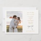 Simple Chic Ribbon Bow | Aus Weiß Save the Date Einladung (Vorderseite)
