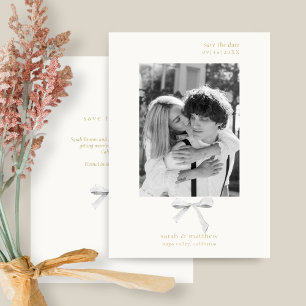 Simple Chic Ribbon Bow Aus Weiß Save the Date Einladung