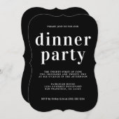 Simple Chic Typografy Black Dinner Party Einladung (Vorne/Hinten)