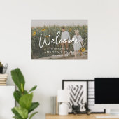 Simple Chic Typografy Full Foto Wedding Willkommen Poster (Heimbüro)