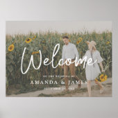 Simple Chic Typografy Full Foto Wedding Willkommen Poster (Vorne)
