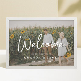 Simple Chic Typografy Full Foto Wedding Willkommen Poster