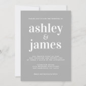 Simple Chic Typografy Light Gray Wedding Einladung (Vorderseite)