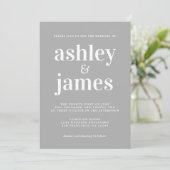 Simple Chic Typografy Light Gray Wedding Einladung (Stehend Vorderseite)