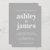 Simple Chic Typografy Light Gray Wedding Einladung (Vorne/Hinten)