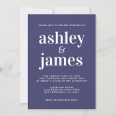 Simple Chic Typografy Navy Blue Wedding Einladung (Vorderseite)