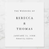 Simple Chic Typografy Wedding Weinetikett (Einzelnes Label)
