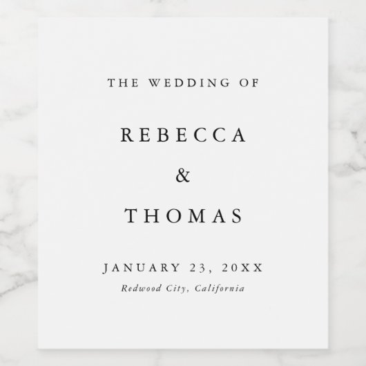 Simple Chic Typografy Wedding Weinetikett (Einzelnes Label)