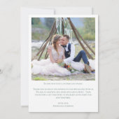 Simple Chic Wedding Foto Green Eucalyptus Leaf Dankeskarte (Rückseite)