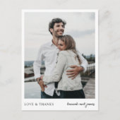 Simple Chic Wedding Vielen Dank Postcard mit Foto Postkarte (Vorderseite)