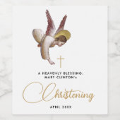 Simple Chic White Angel Faith Taufe Christening Weinetikett (Einzelnes Label)