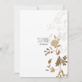 Simple chic white gold glitter flora Bridal Shower Einladung (Rückseite)