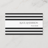 Simple Chick Black White Stripes Geometric  Visitenkarte (Vorderseite)