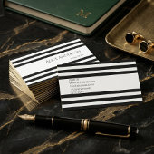 Simple Chick Black White Stripes Geometric  Visitenkarte