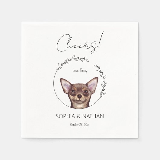 Simple Chihuahua Dog Wedding Cocktail Napkins Serviette (Vorderseite)