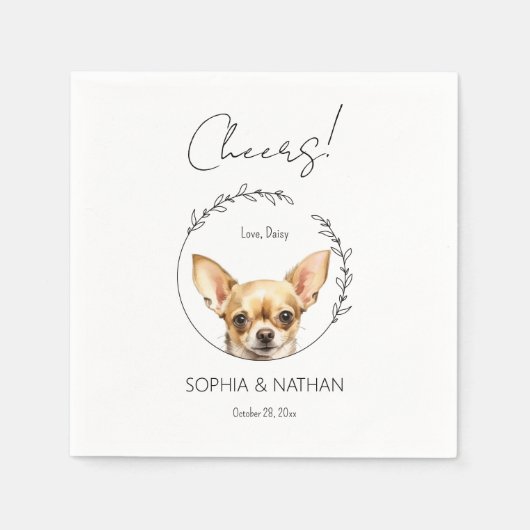 Simple Chihuahua Dog Wedding Cocktail Napkins Serviette (Vorderseite)