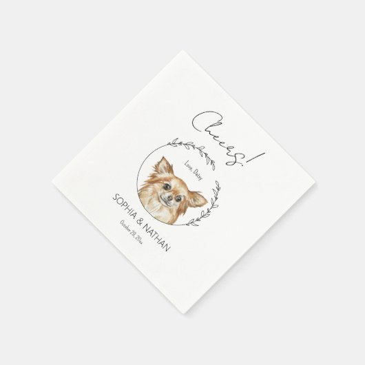 Simple Chihuahua Dog Wedding Cocktail Napkins Serviette (Ecke)