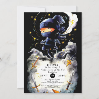 Simple Children Ninja Birthday Einladung