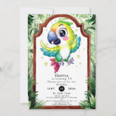 Simple Children Parrot Geburtstag Einladung (Vorderseite)