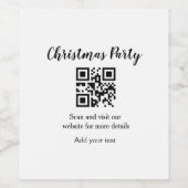 Simple christmas party website barcode QR add name Weinetikett (Einzelnes Label)
