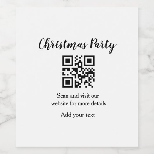 Simple christmas party website barcode QR add name Weinetikett (Einzelnes Label)