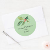 Simple Christmas Watercolor Botanical Classis Runder Aufkleber (Umschlag)