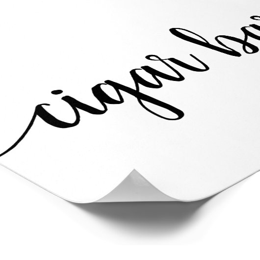 Simple Cigar Bar | Schwarzes Skript Jedes Ereignis Poster (Ecke)