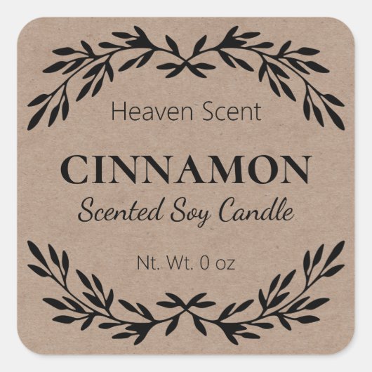Simple Cinnamon Scented Soy Candle Kraft Labels Quadratischer Aufkleber (Vorderseite)