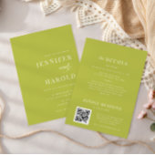 Simple Citrus Green Minimalist All in One Wedding Einladung