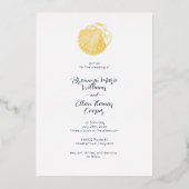 Simple Clam Seashell und Deep Preußen Blue Folieneinladung (Vorderseite)